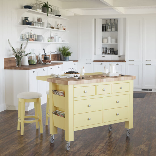 yellow buffet table