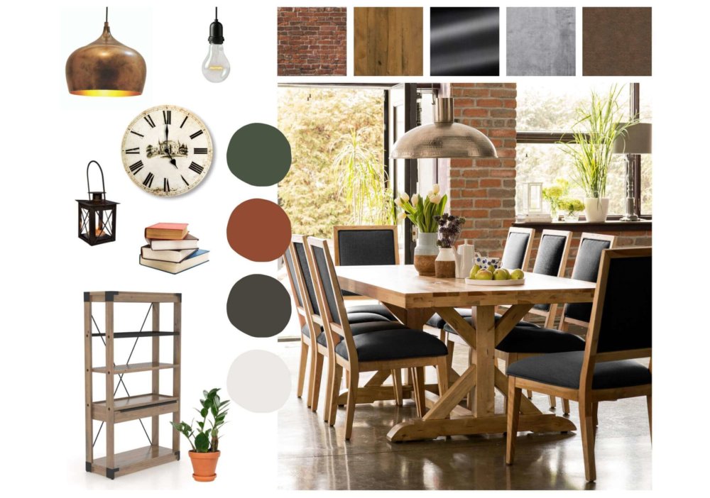 industrial style moodboard